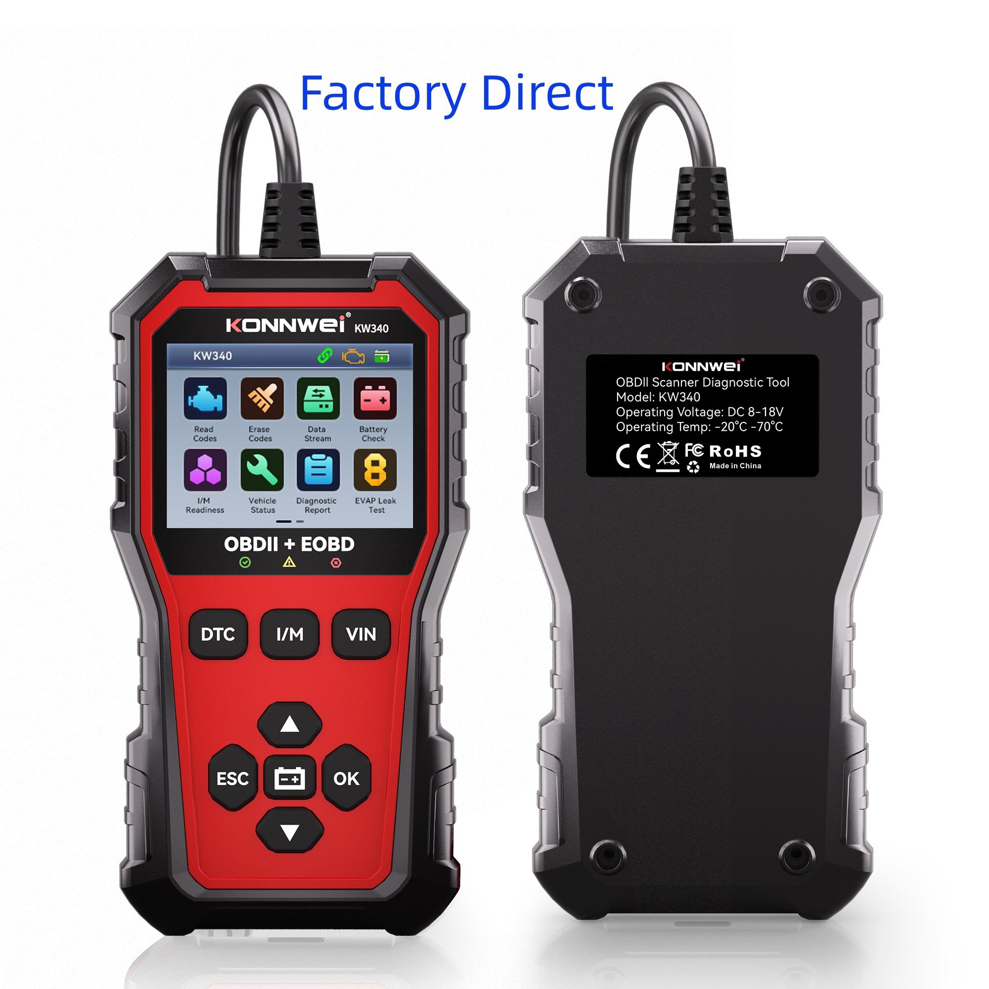 Car Diagnostic Tool Full System - KONNWEI KW340 Scanner Diagnostico Auto CAN