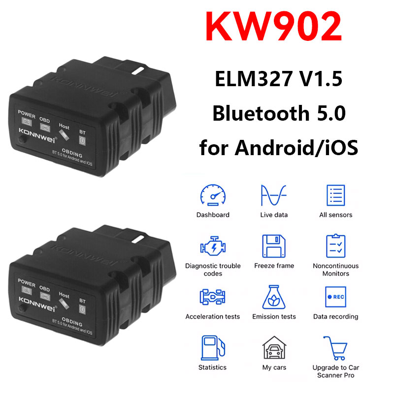 Obd2 Scanner Bluetooth Android - KONNWEI KW902 ELM327 V1.5 Scanner OBD2
