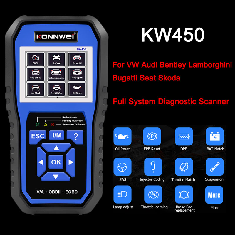 Obd2 Scanner Abs Srs Airbag Reset - KONNWEI KW450 Strumento Diagnostico OBD2 per