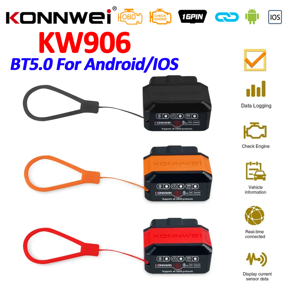 Obd2 Scanner Bluetooth Android - KONNWEI KW906 ELM327 V1.5 PIC18F25K80 Scanner