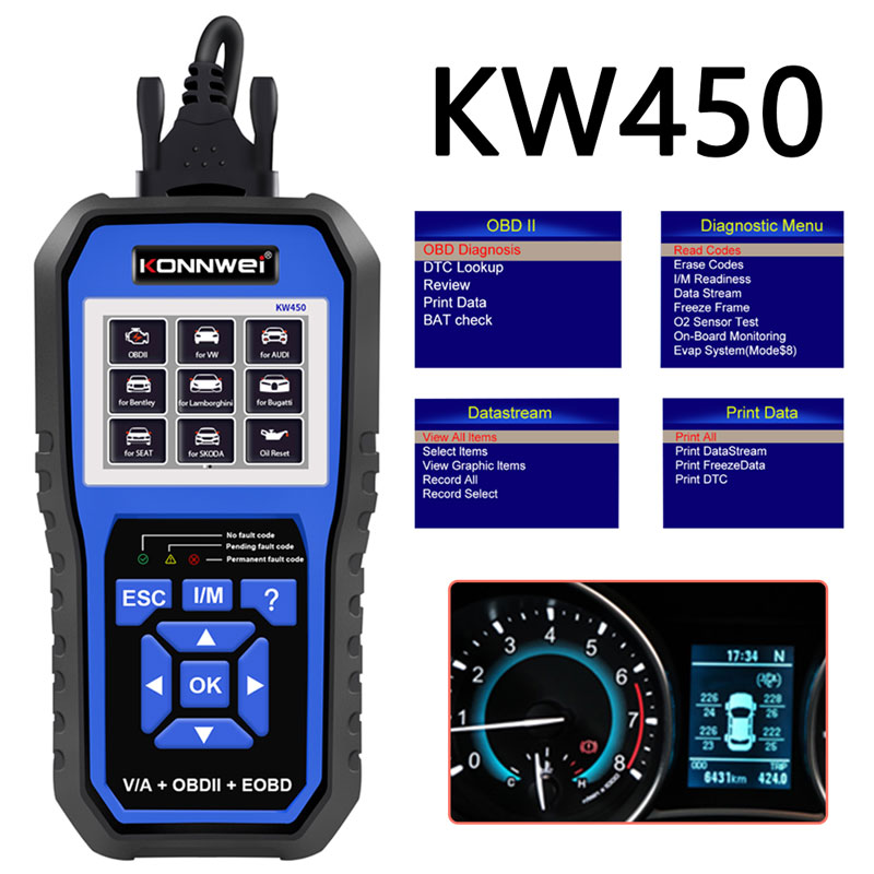 Obd2 Scanner Mileage Correction - KONNWEI KW450 Strumenti diagnostici OBD2 per