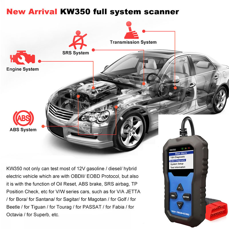 Scanner OBD2 KONNWEI KW350, St - Obd2 Scanner Abs Srs Airbag Reset recensione e prezzo