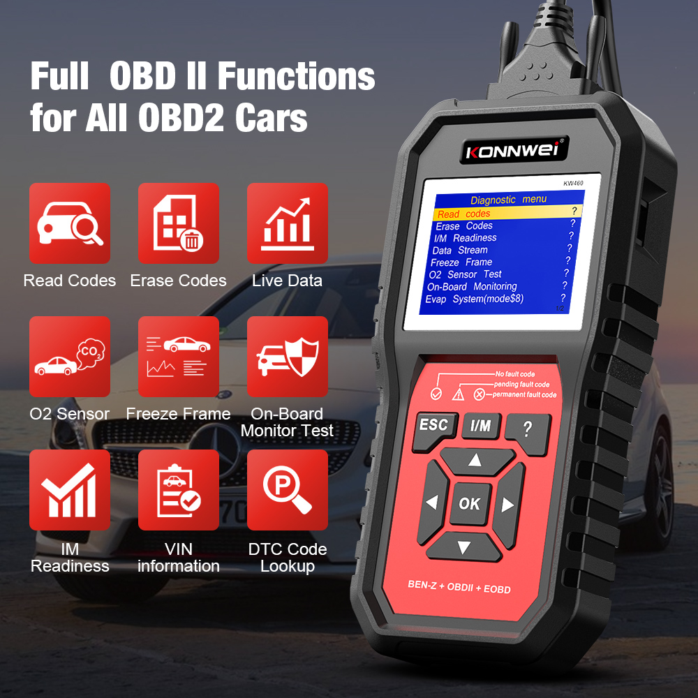 2026 KONNWEI KW460 Scanner OBD - Obd2 Scanner Abs Srs Airbag Reset recensione e prezzo