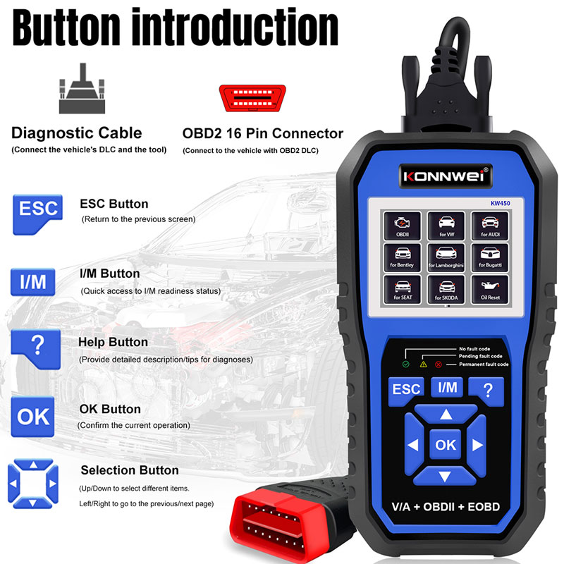 KONNWEI KW450 Strumenti diagno - Obd2 Scanner Mileage Correction recensione e prezzo